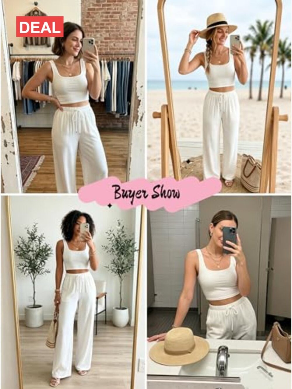 Flowy High Waist Wide Leg Linen Palazzo Pants Summer Beach Casual Trousers - Picture 4 of 7